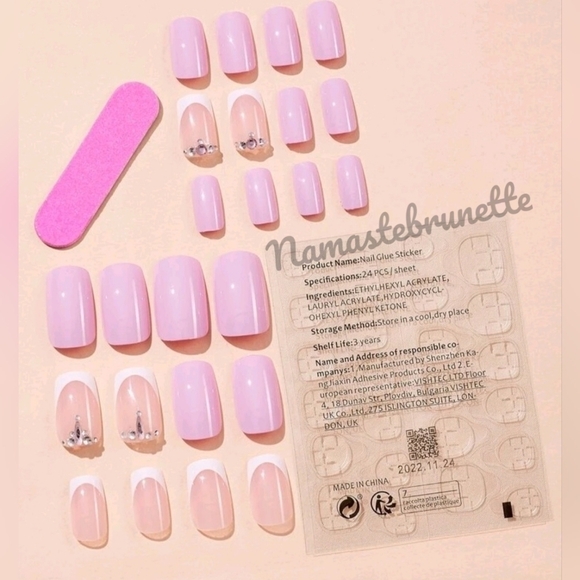 2/$16 Rhinestone Pink Press On Nails - Picture 8 of 13